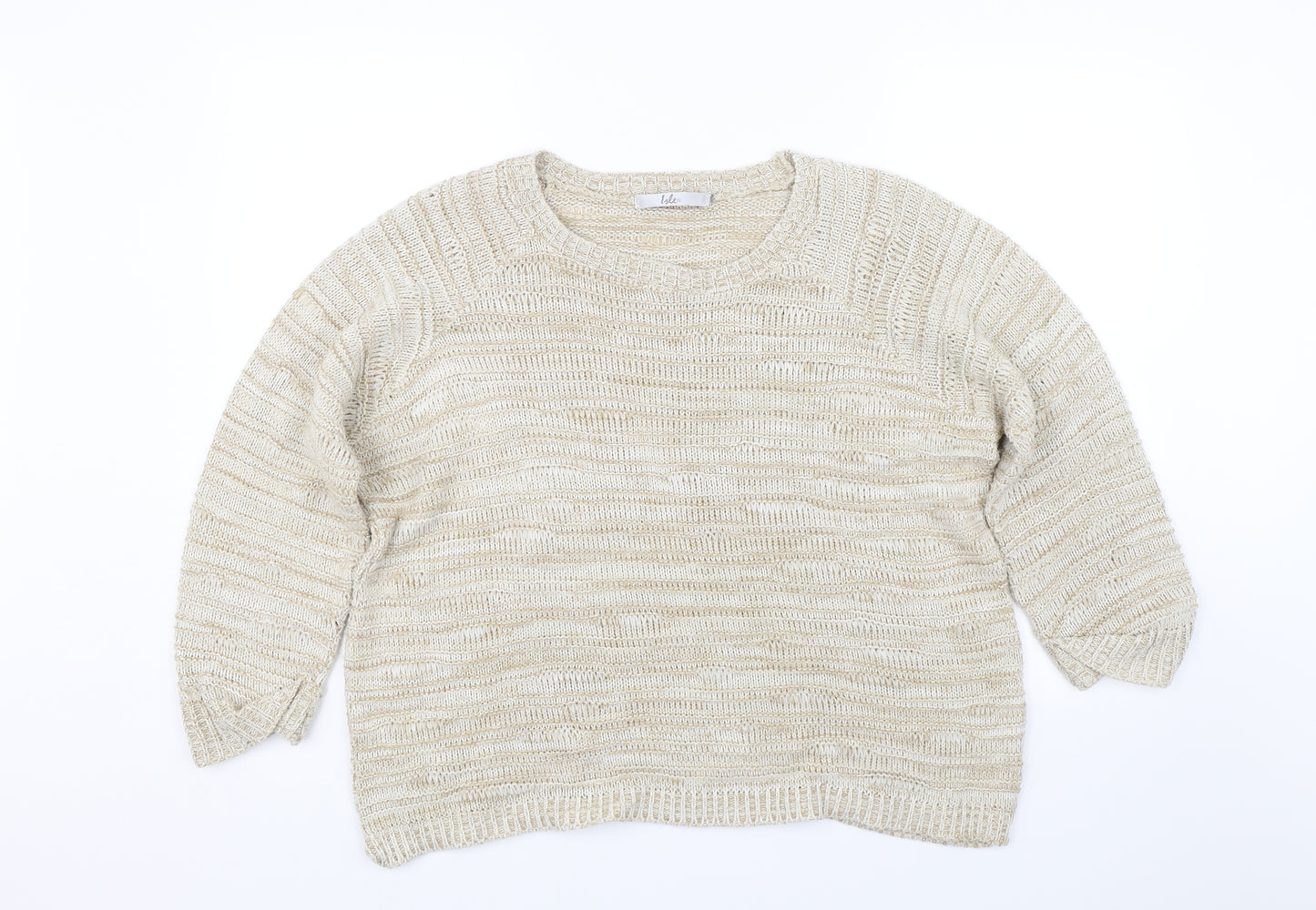 Isle Womens Beige Striped Knit Pullover Jumper Size 16