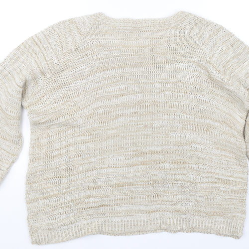 Isle Womens Beige Striped Knit Pullover Jumper Size 16