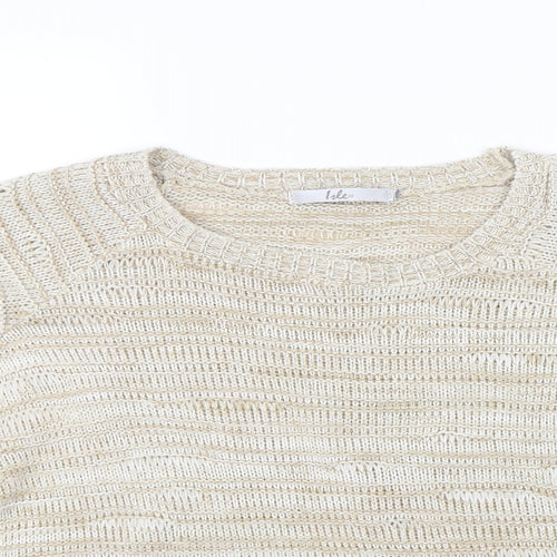 Isle Womens Beige Striped Knit Pullover Jumper Size 16