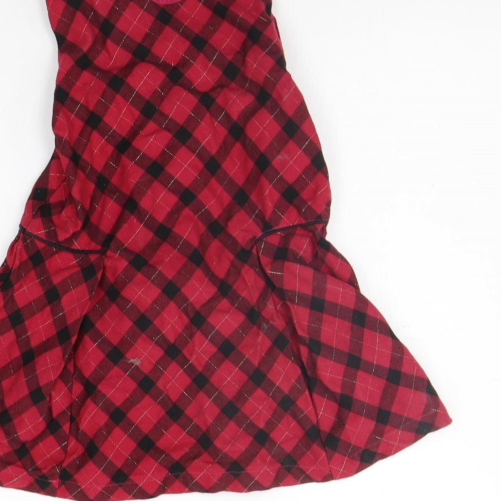 Matalan Girls Red Check  A-Line  Size 2-3 Years