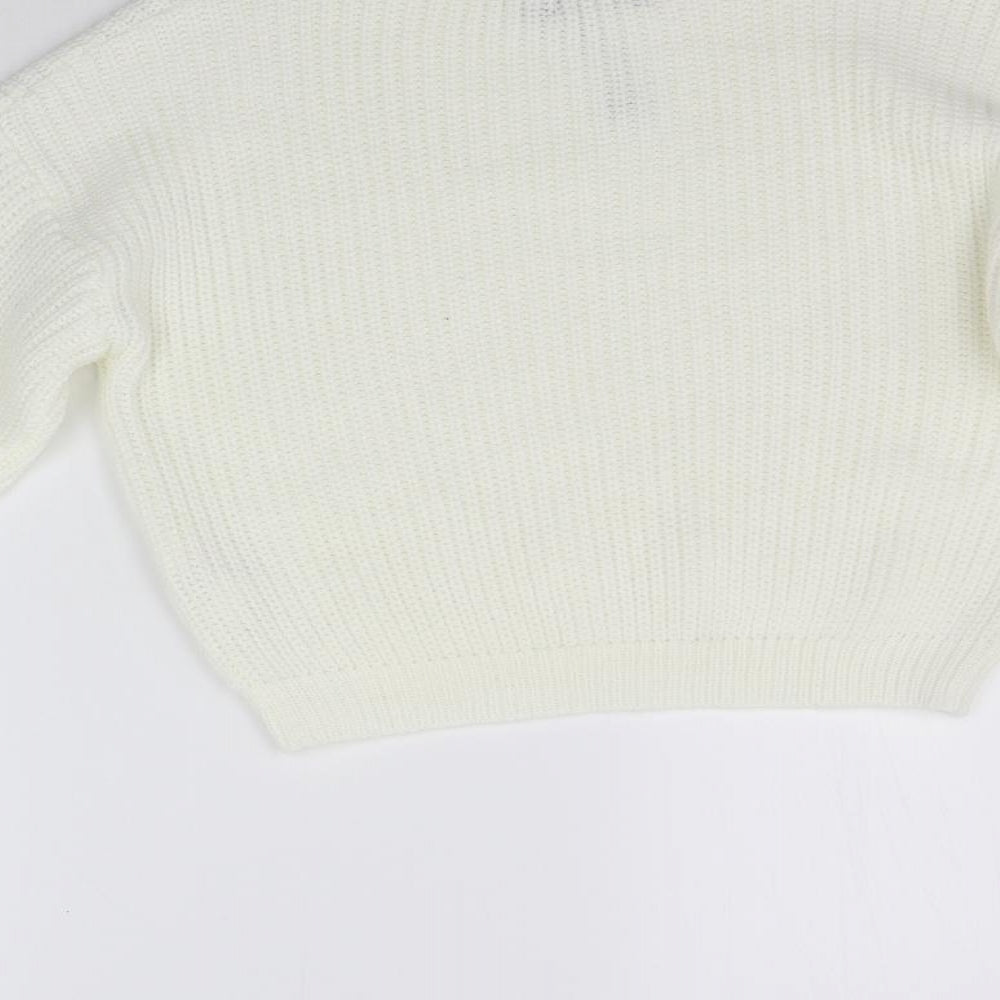 Boohoo Womens White   Pullover Jumper Size M