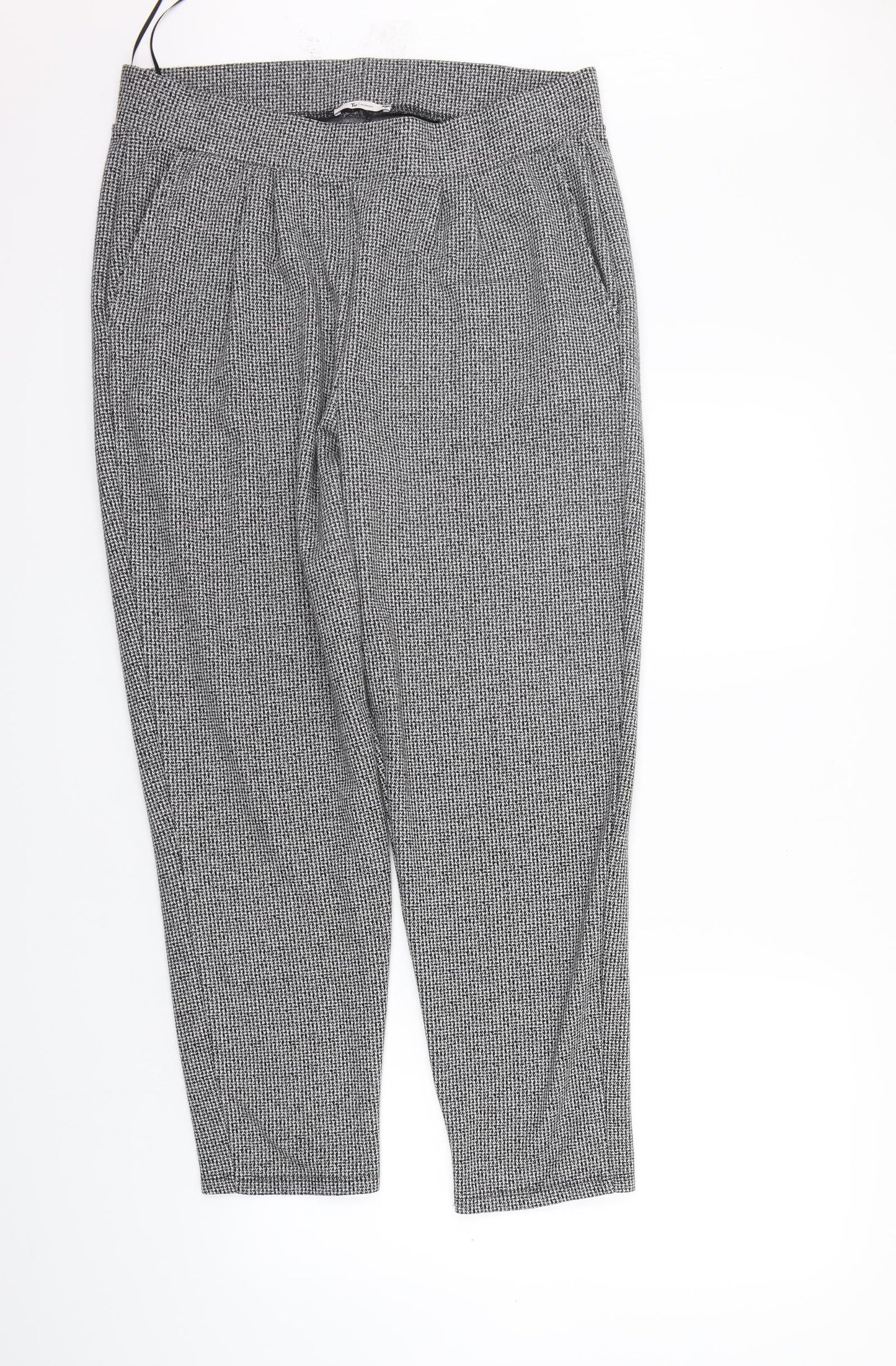 TU Womens Grey Check  Trousers  Size 16 L27 in - Elastic Waist Band
