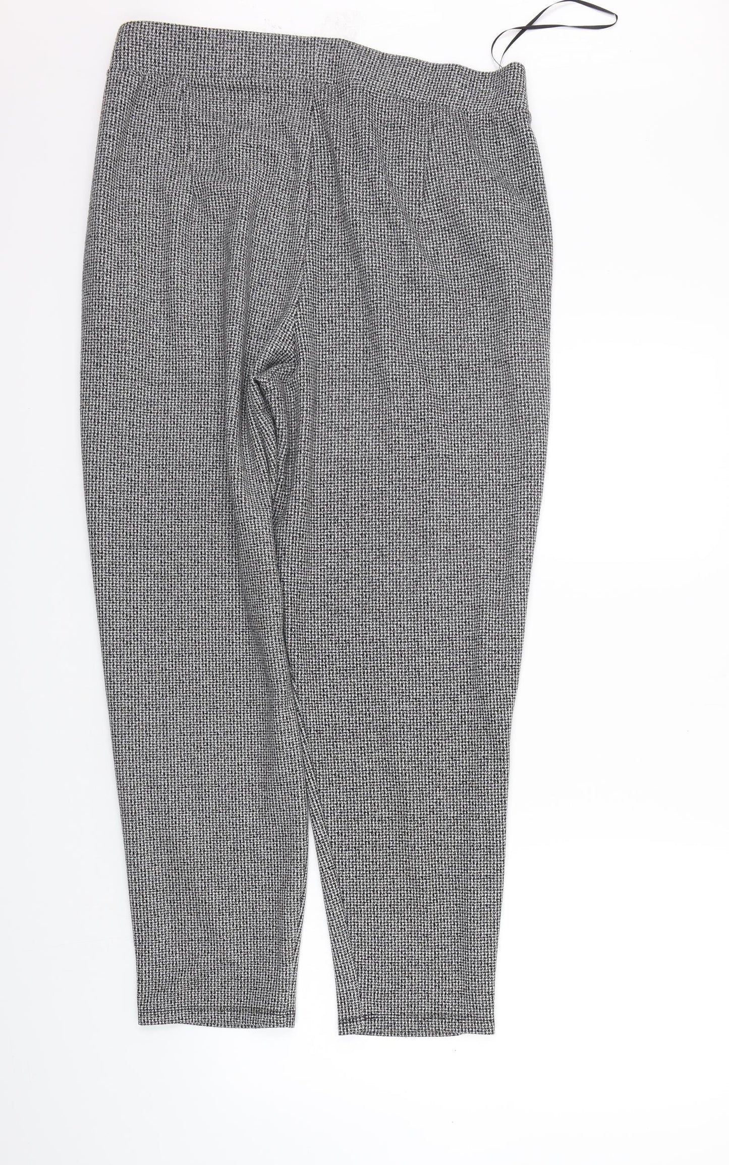 TU Womens Grey Check  Trousers  Size 16 L27 in - Elastic Waist Band