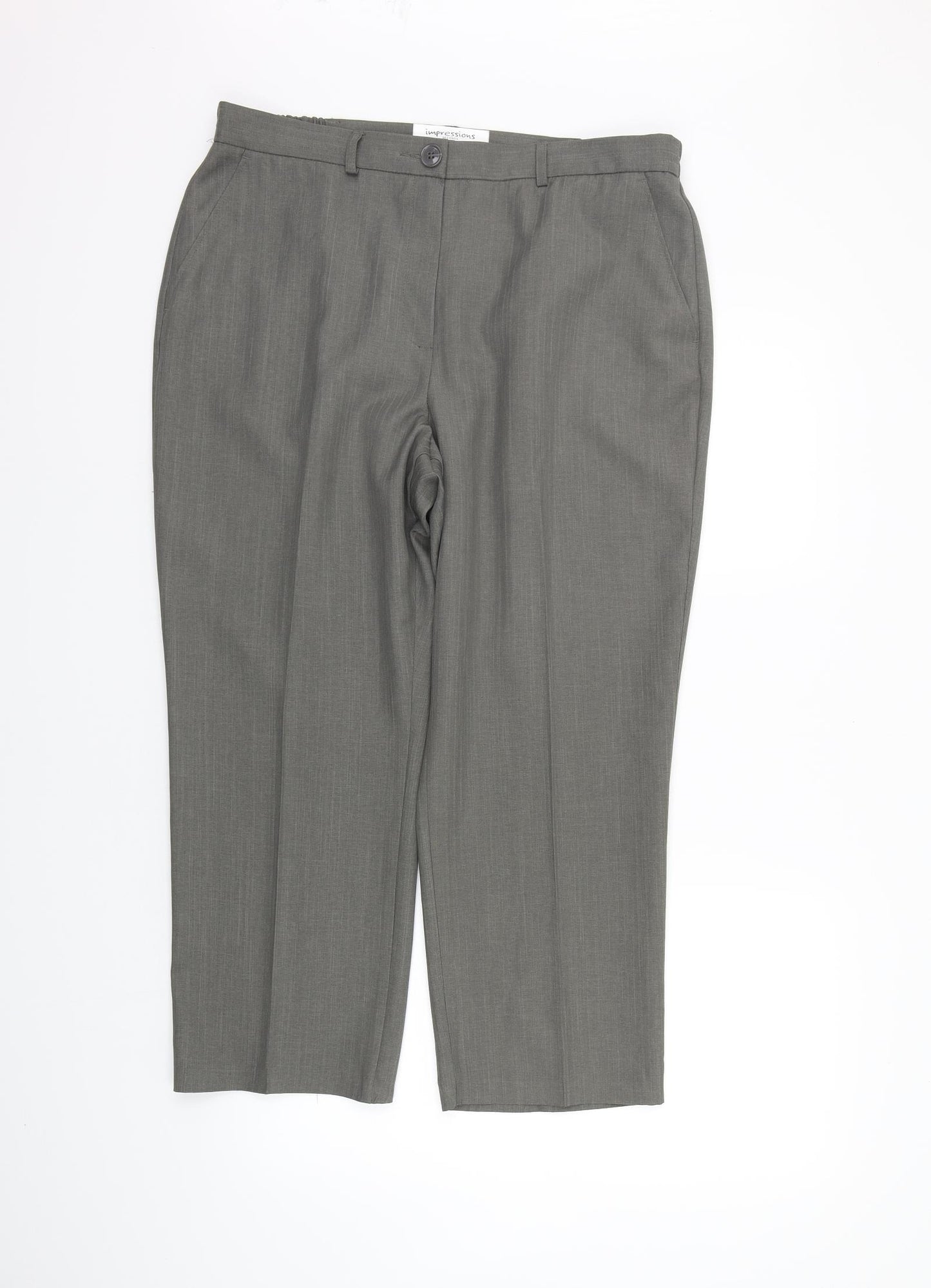 Impressions Womens Grey   Trousers  Size 16 L25 in - Elastic Waist Band