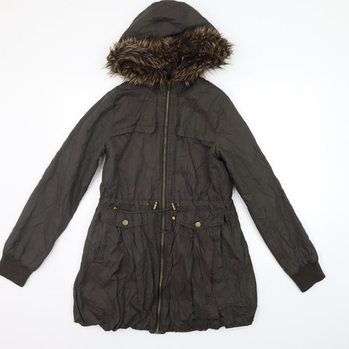 Select Womens Green   Jacket Coat Size 10  - FAUX FUR