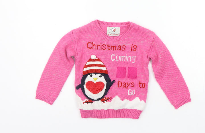 George Girls Pink Pullover Jumper Size 12-18 Months