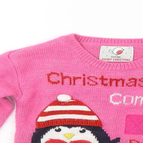 George Girls Pink   Pullover Jumper Size 12-18 Months