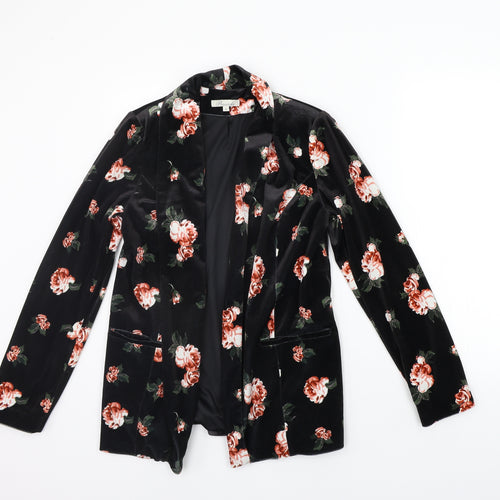 Peacocks Womens Black Floral  Cardigan Jumper Size 8