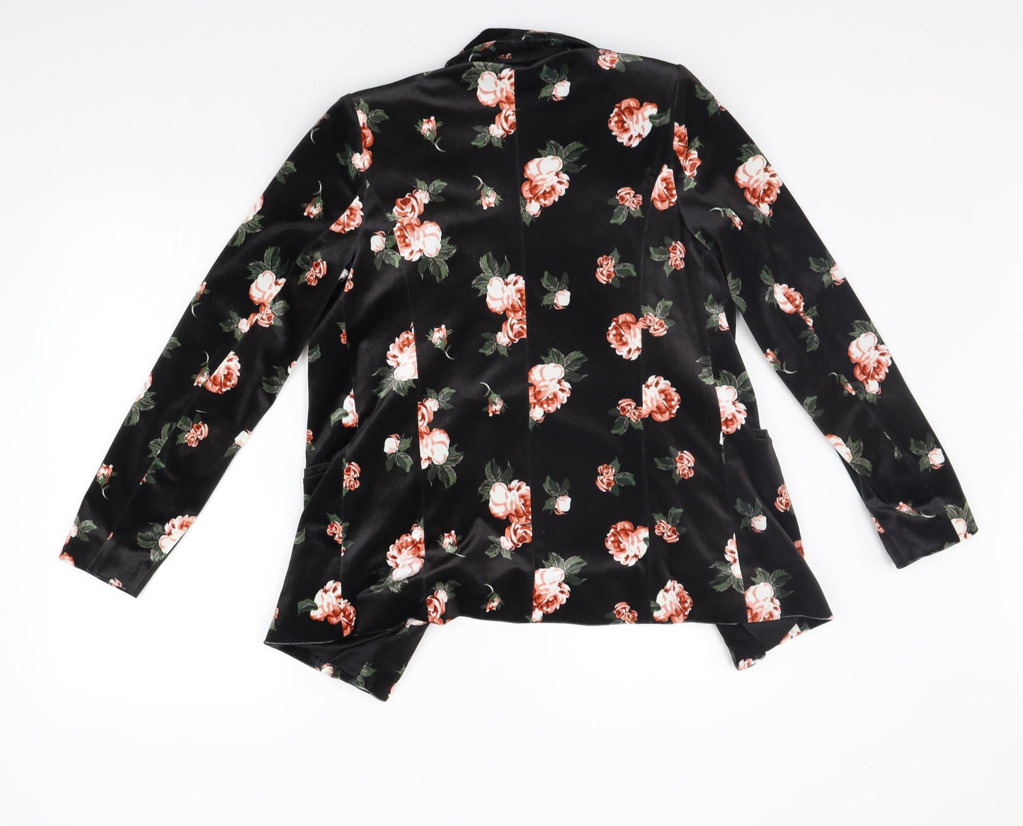 Peacocks Womens Black Floral  Cardigan Jumper Size 8