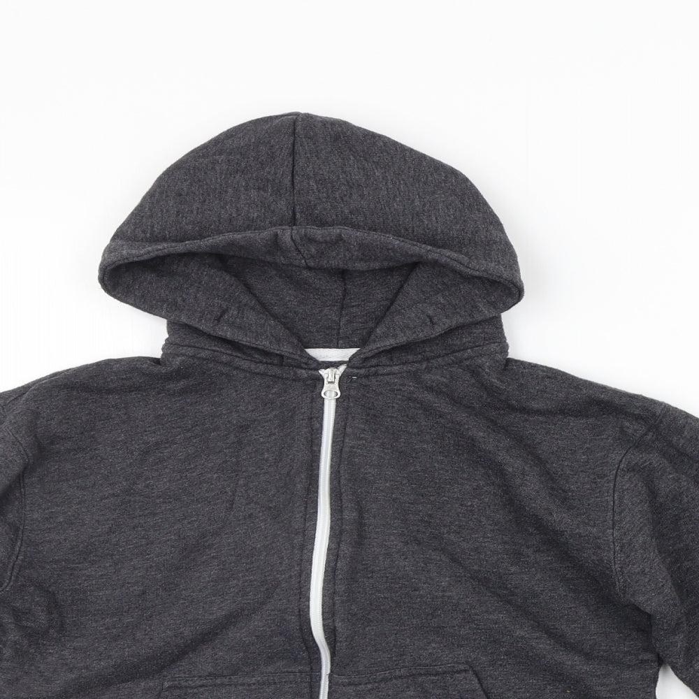 Preworn Girls Grey   Full Zip Hoodie Size 13 Years