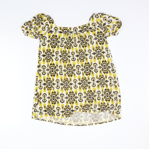 Papaya Womens Yellow Geometric  Basic T-Shirt Size 8