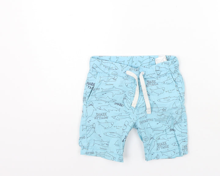 H&M Boys Blue Geometric  Chino Shorts Size 2-3 Years