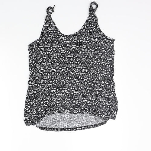 George Womens Black Geometric  Basic Tank Size 10