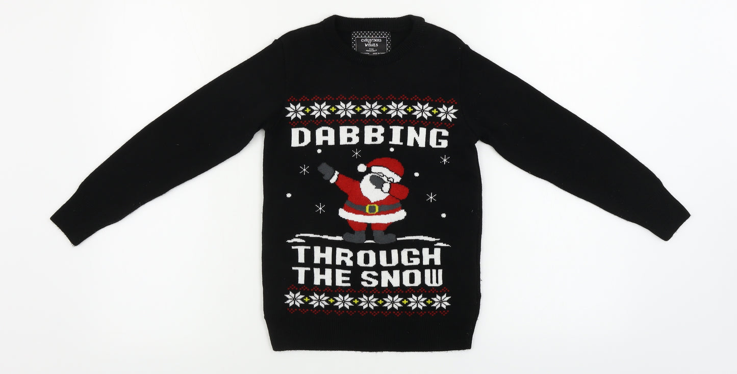 Primark  Boys Black   Pullover Jumper Size 7-8 Years  - Christmas Jumper