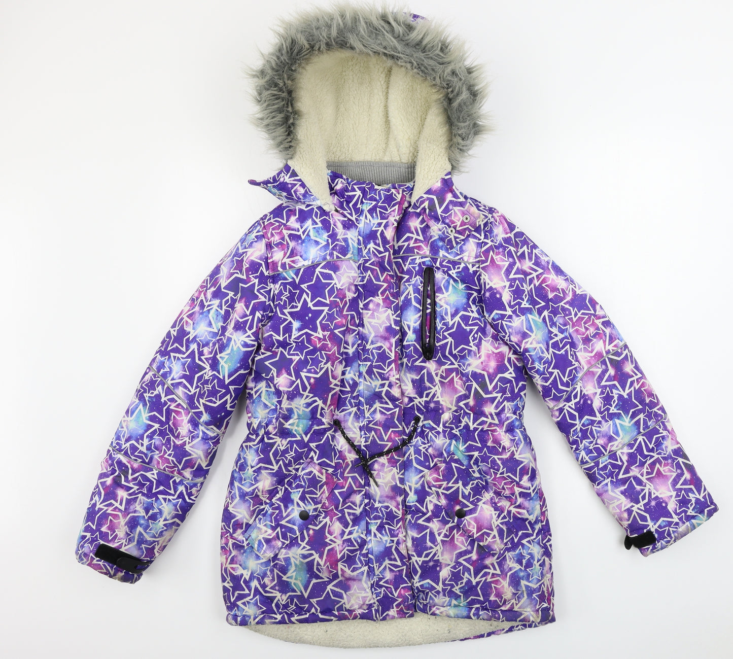 TU Girls Purple Geometric  Jacket Coat Size 11-12 Years