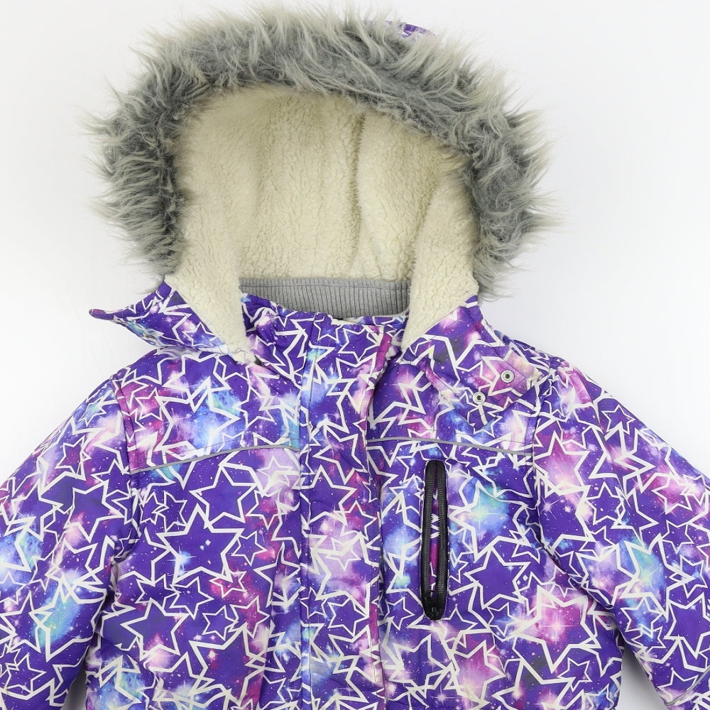 TU Girls Purple Geometric  Jacket Coat Size 11-12 Years