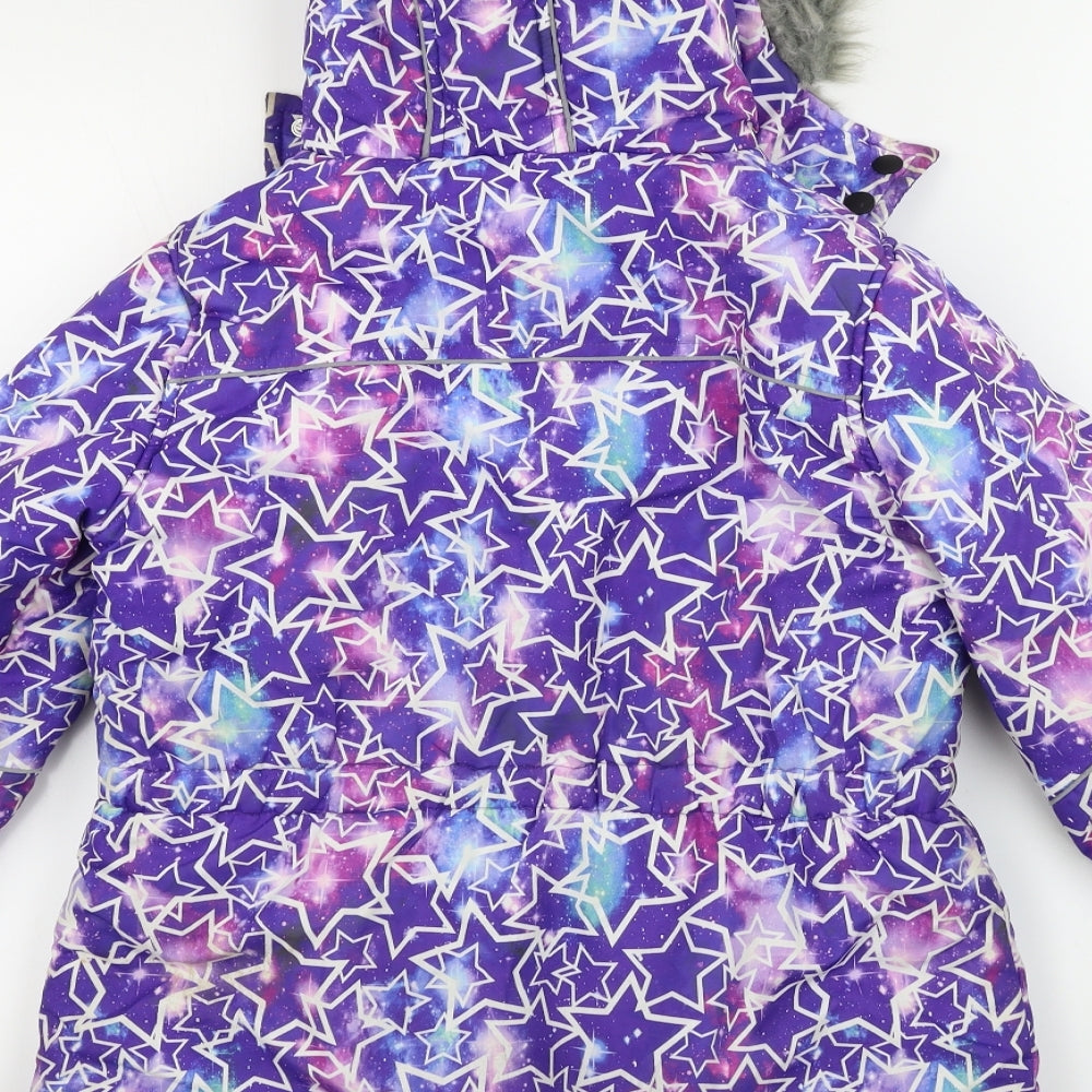 TU Girls Purple Geometric  Jacket Coat Size 11-12 Years