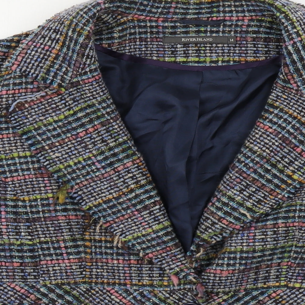 River Island  Womens Grey Check  Jacket Blazer Size 14