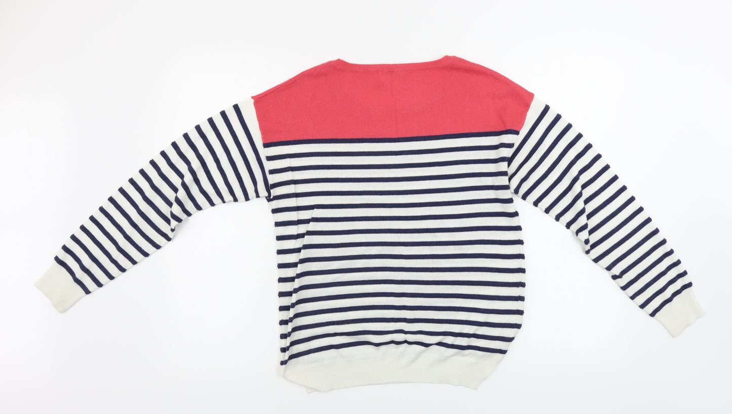 TU Womens White Striped  Pullover Jumper Size 12