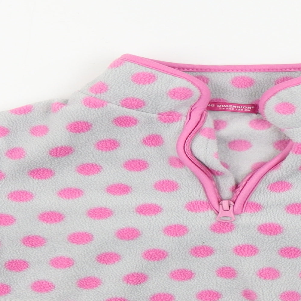 Young Dimension  Girls Grey Polka Dot  Henley Jumper Size 7-8 Years