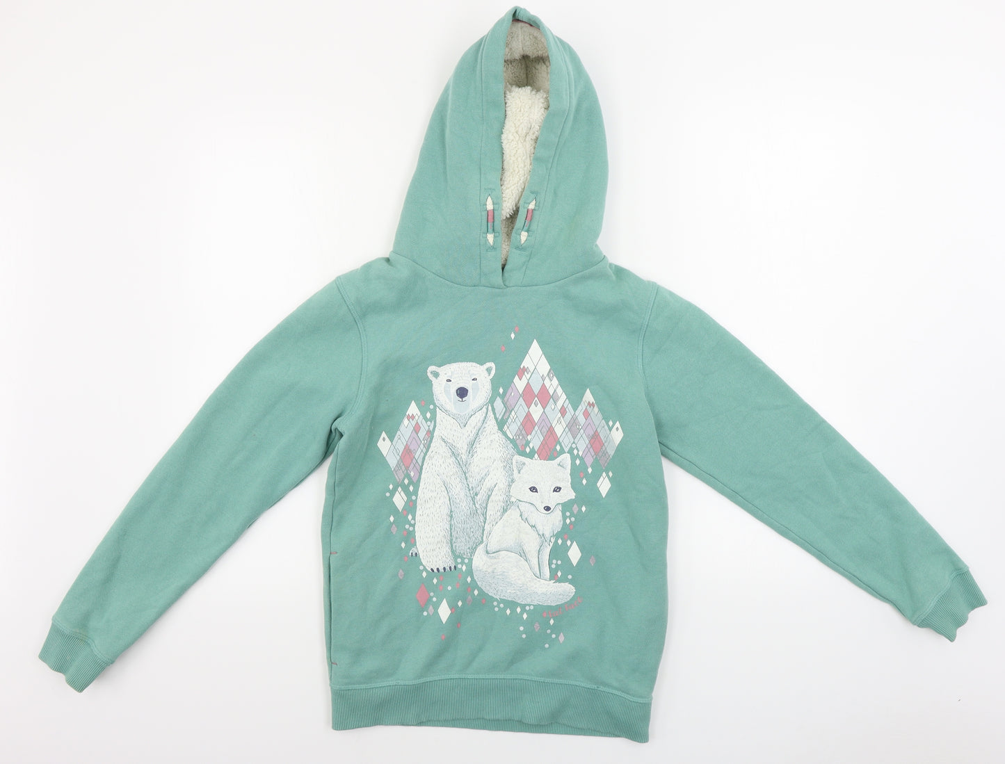 Fat Face Girls Green   Pullover Hoodie Size 10-11 Years