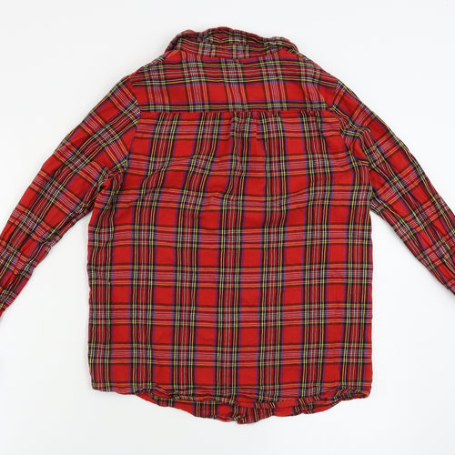 Boohoo  Womens Red Check  Basic Button-Up Size 10