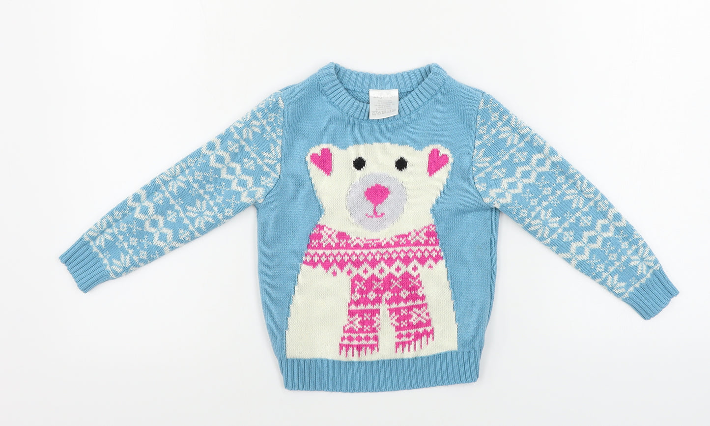 lily&dan Girls Blue   Pullover Jumper Size 3-4 Years
