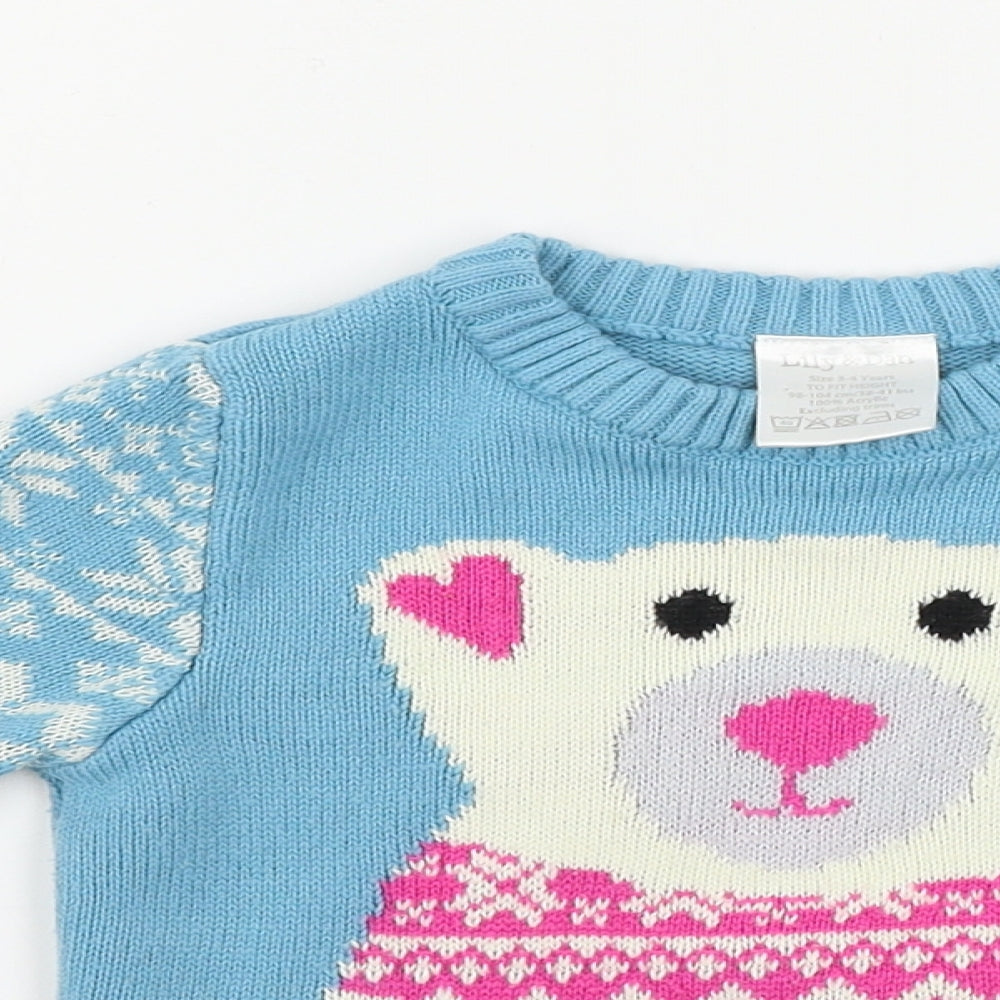 lily&dan Girls Blue   Pullover Jumper Size 3-4 Years