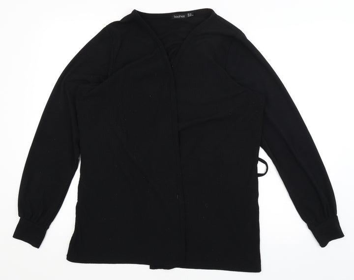 Boohoo Womens Black Wrap Jumper Size 16
