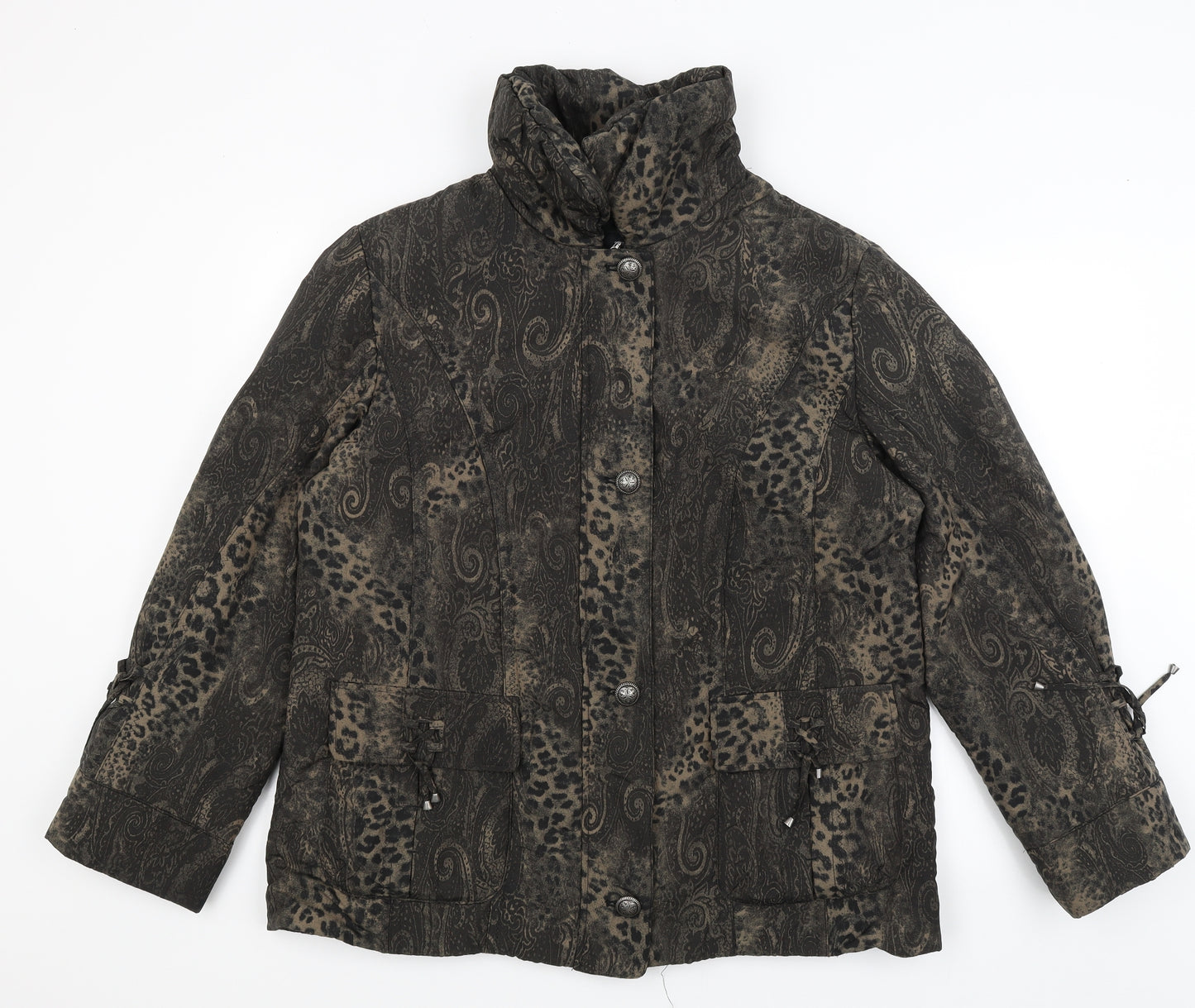 Lebek Womens Brown Paisley  Puffer Jacket Coat Size 16