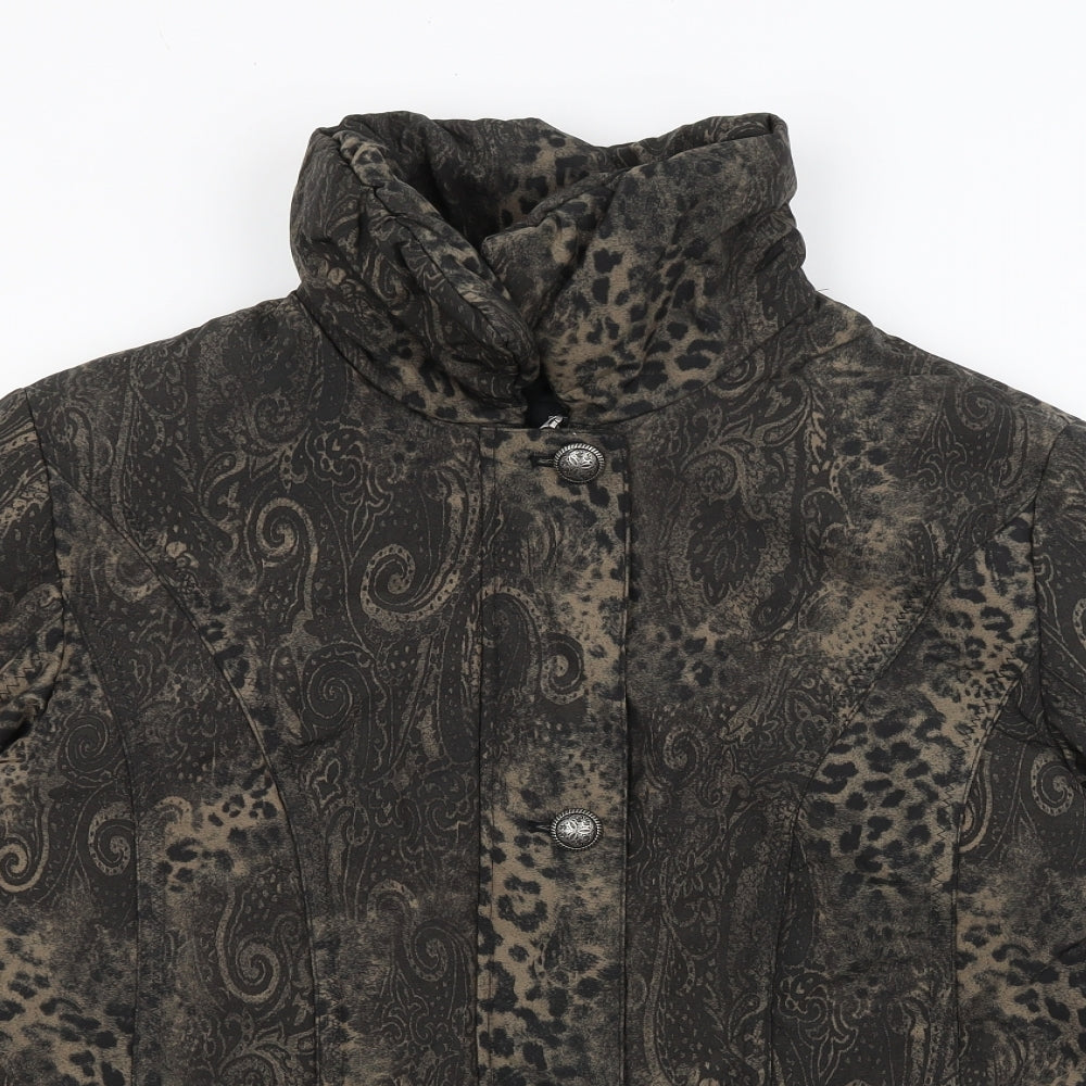 Lebek Womens Brown Paisley  Puffer Jacket Coat Size 16