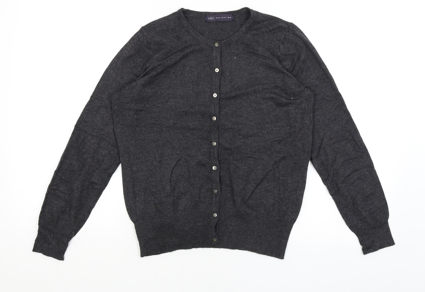 M&S Womens Grey   Cardigan Jumper Size 10