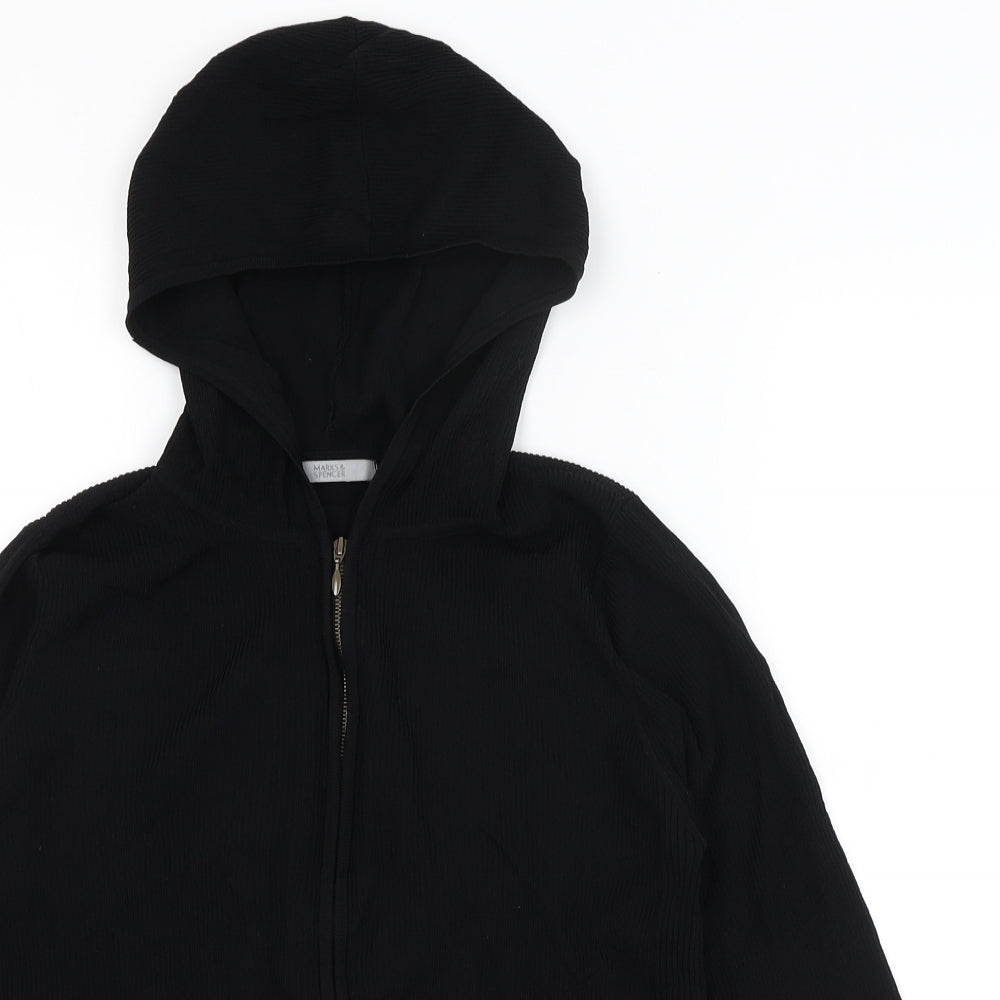 M&S Womens Black   Full Zip Hoodie Size 14