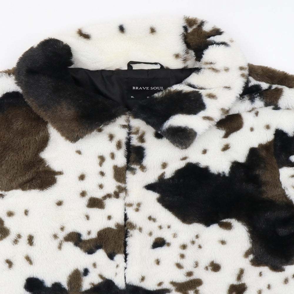 Brave Soul Womens White Animal Print  Pullover Jumper Size 16