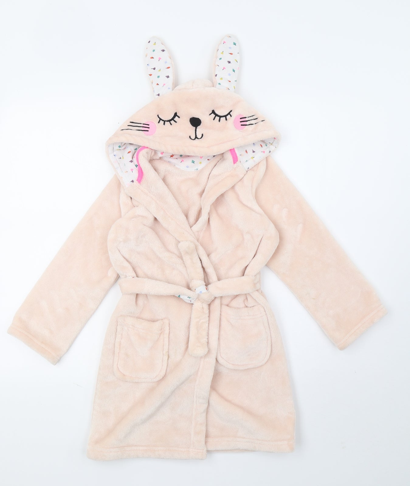 M&S Girls Pink Solid  Kimono Gown Size 5-6 Years  - Rabbit