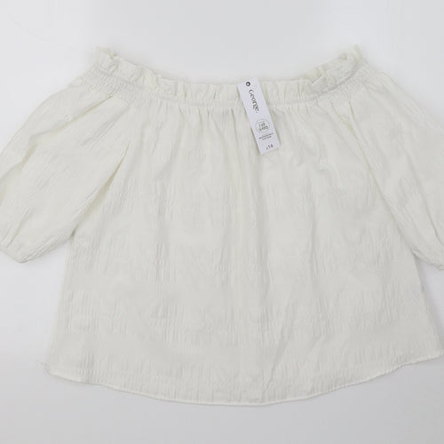 George Womens White   Basic Blouse Size 8