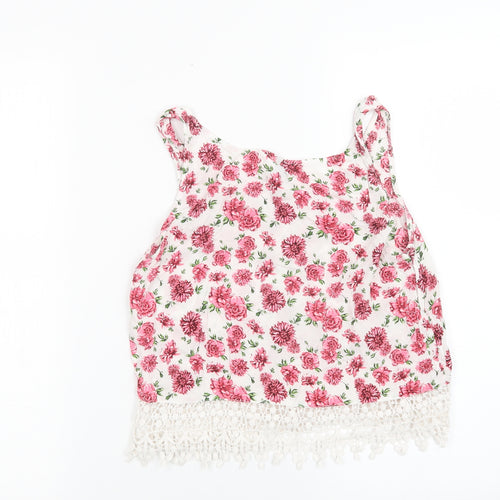 H&M Womens White Floral  Basic Tank Size 6