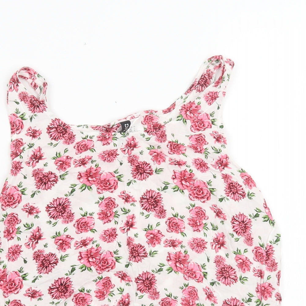 H&M Womens White Floral  Basic Tank Size 6