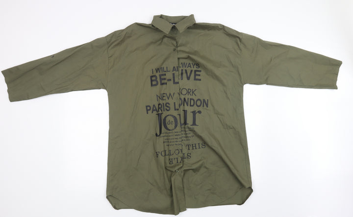 stylewise Mens Green Button-Up Size M