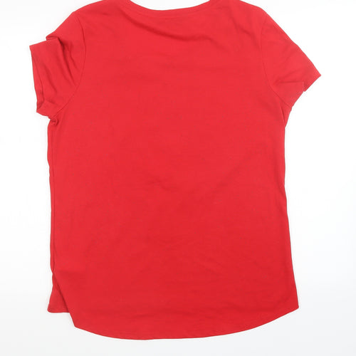 F&F Womens Red   Basic T-Shirt Size 14  - Christmas