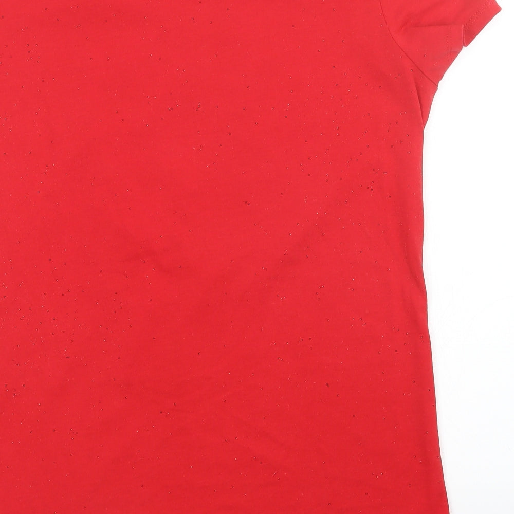 F&F Womens Red   Basic T-Shirt Size 14  - Christmas