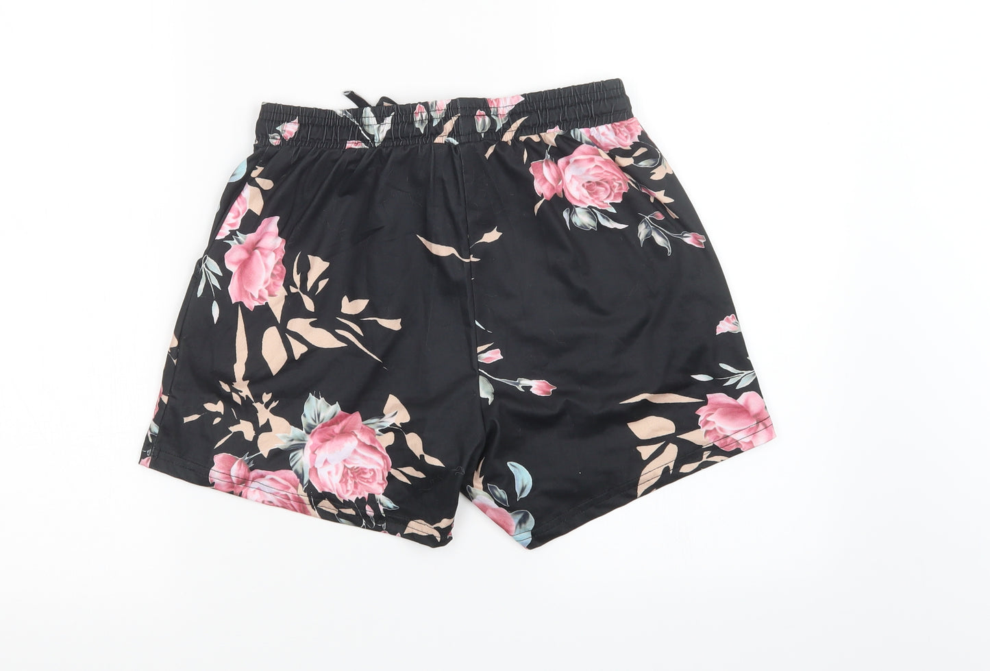 Preworn Womens Black Floral Satin  Sleep Shorts Size S