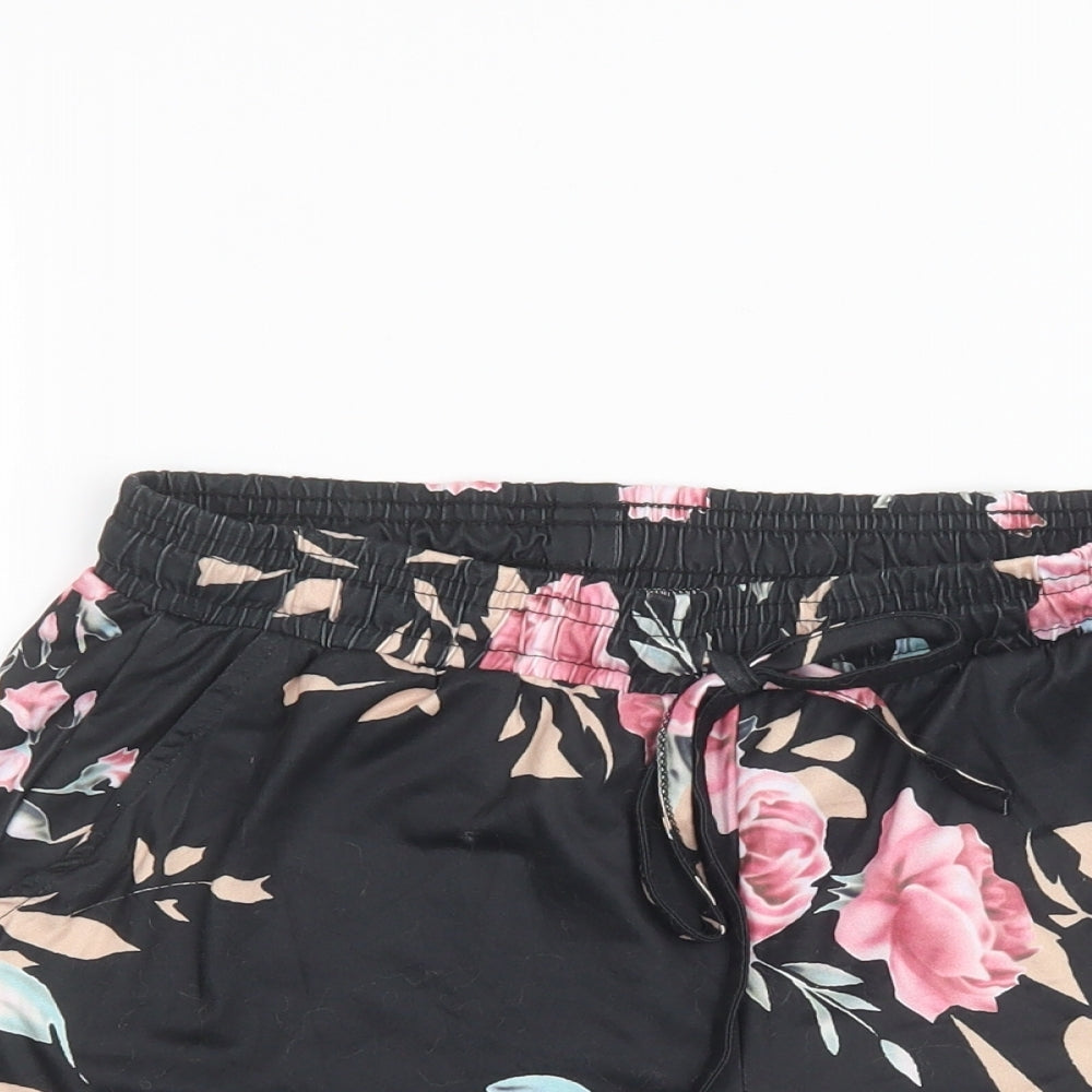 Preworn Womens Black Floral Satin  Sleep Shorts Size S
