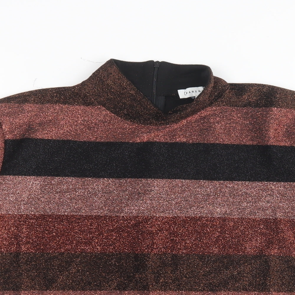 Warehouse Womens Gold Striped  Basic Blouse Size 10