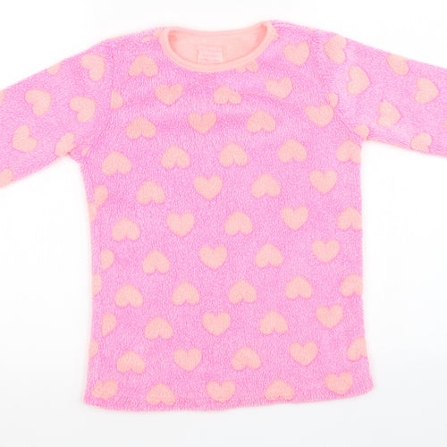 Primark Girls Pink Polka Dot Fleece Top Pyjama Top