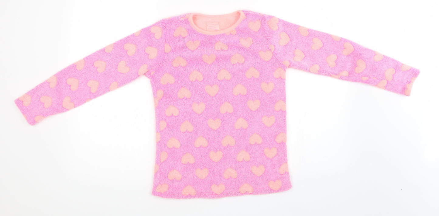 Primark Girls Pink Polka Dot Fleece Top Pyjama Top