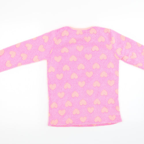 Primark Girls Pink Polka Dot Fleece Top Pyjama Top