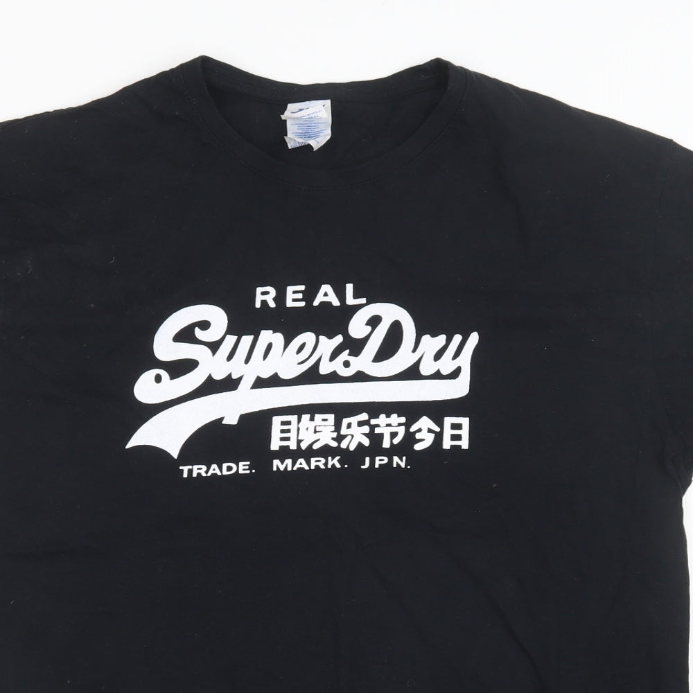 Superdry Mens Black    T-Shirt Size L