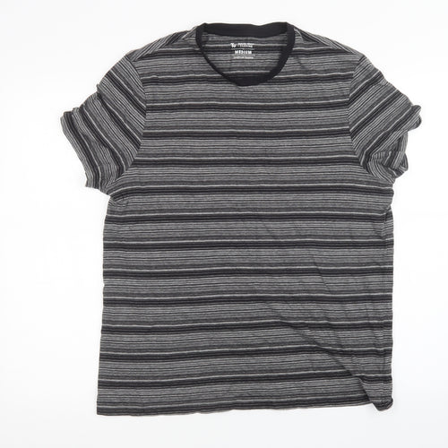 Sainsburys Mens Black Striped   T-Shirt Size M