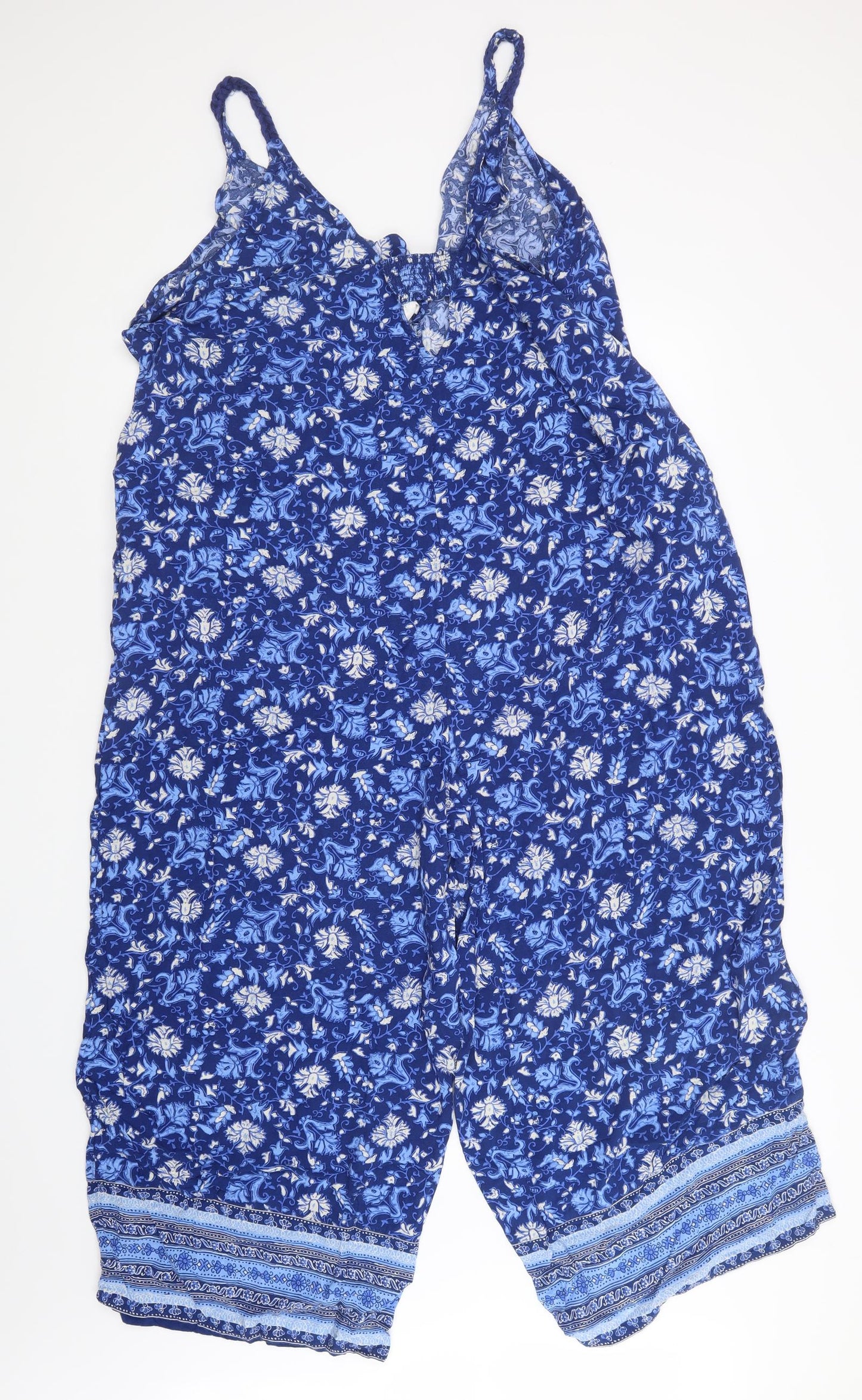 Monsoon Womens Blue Geometric  Jumpsuit One-Piece Size XL  - flare